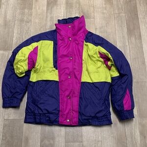 Vintage Profile Ski‎ Retro Color Block Full Zip Winter Snow Jacket Womens